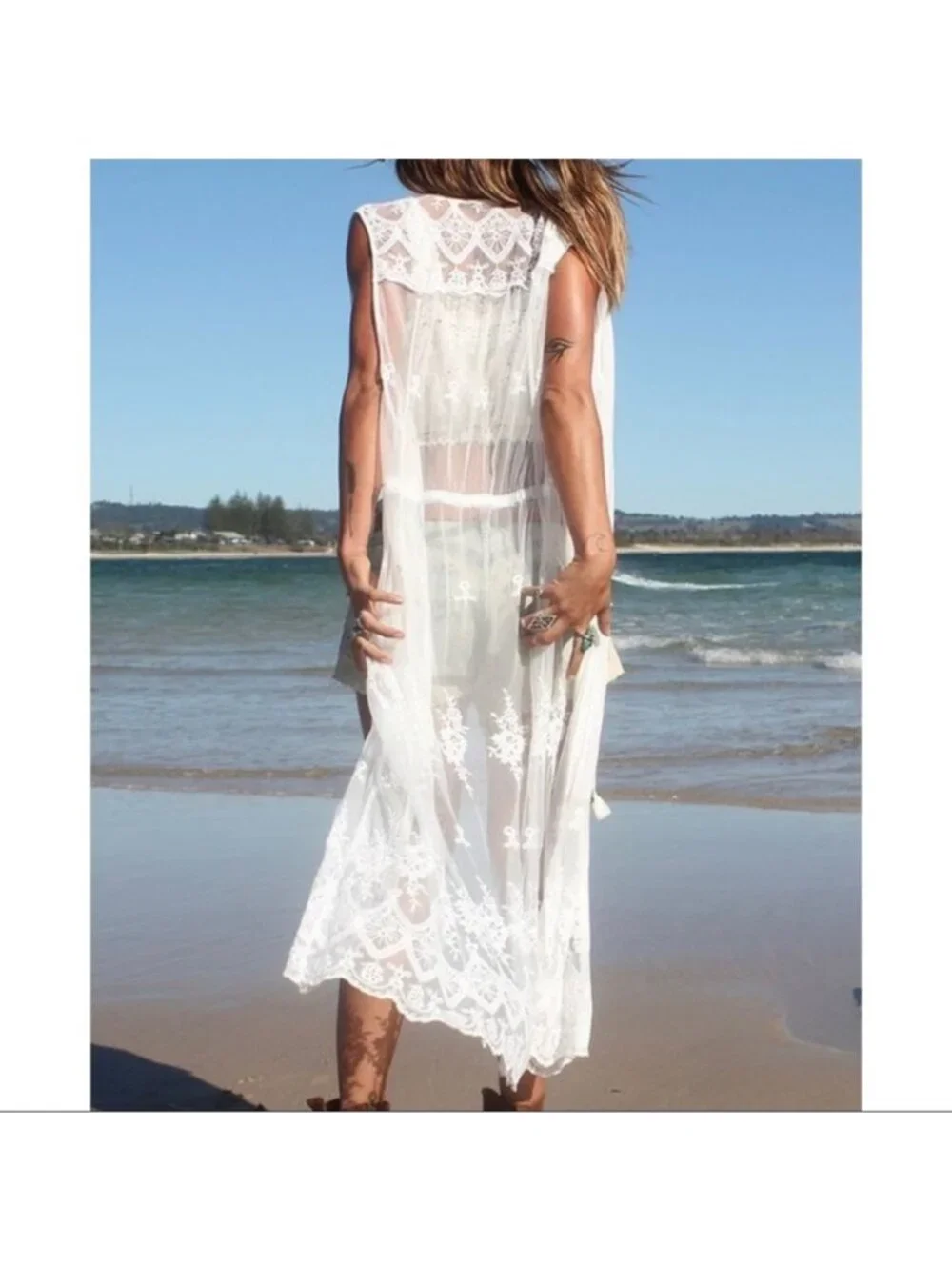 Spell VGUC Ophelia Cream Lace Duster Vest in Small - Picture 4 of 9